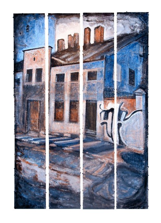 Lodz - II.  acrylic on stitched paper. 2008