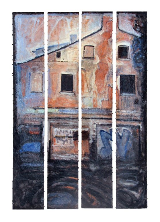 Lodz - IV. acrylic on stitched paper. 2008